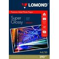 Фотобумага Lomond Premium Photo Paper Super Glossy Bright, микропористая, суперглянцевая, A4, 290 гр/ м2, 20л (1108100) для струйной печати