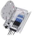 Кросс-муфта оптическая герметичная SNR-FTTH-FDB (4 сварки, 4 абонентских вывода, планка под 4 SC, 1 ввод кабеля, 186*116*40) с металлической планкой