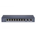 Неуправляемый POE-коммутатор 08 портов: HiWatch DS-S1008P (08 портов POE x10/ 100 Мбит/ сек; 02 порта x10/ 100/ 1000 Мбит/ сек) PoE‑бюджет 60 Вт,