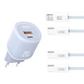 СЗУ -XO- L144 (1xUSB, 1xType-C, PD20W, синий) + кабель Type-C