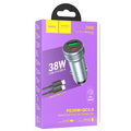 АЗУ  HOCO Z49B Level (1xUSB, 1xType-C, 38W, серый)+кабель Type-c