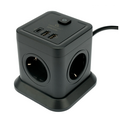 Сетевой фильтр 2 м Cablexpert Tower, 10 А, 4 розетки,2xUSB, 2xTYPE-C, черный (TWR-4-CU2-B-2)