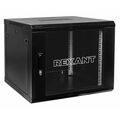Настенный шкаф 19" 6U 600×600×368 (ШxГxВ),  передняя дверь стекло, металлическая задняя стенка, черный, Rexant (04-0666-112)
