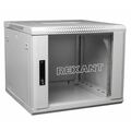 Настенный шкаф 19" 9U 550×400×501 (ШxГxВ),  передняя дверь стекло, металлическая задняя стенка, серый, Rexant (04-0954-111)