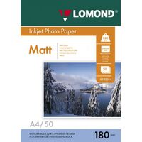 Фотобумага Lomond Матовая Односторонняя, A4, 180г/ м2, 50л, для сруйной печати (0102014)