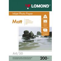 Фотобумага Lomond Матовая Двухсторонняя, A4, 200г/ м2, 50л, (0102033)