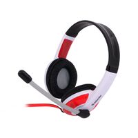 Наушники накладные Defender Warhead G-120 с микрофоном, 2 x mini jack 3.5 mm, белый/ красный (64098)