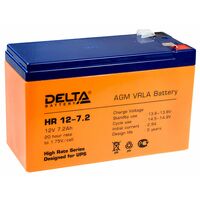 АКБ 12 V 7.2 Ah Delta (HR 12-7.2) для использования в ИБП, срок службы до 8 лет.