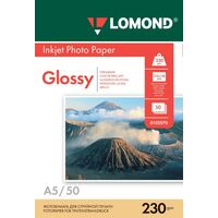 Фотобумага Lomond глянцевая, А5, 230 г/ м2, 50 л, для струйной печати (0102070) Фотобумага Lomond глянцевая, А5, 230 г/ м2, 50 л, для струйной печати (0102070)