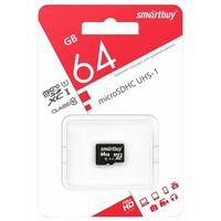 Карта памяти microSDXC Smartbuy 64Gb Class 10 UHS-I без адаптера (SB64GBSDCL10-00)