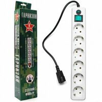 Сетевой фильтр для ИБП 0.5 м Гарнизон EHW-0 белый, 6 розеток (EHW-0)