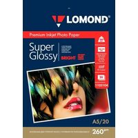 Фотобумага Lomond односторонняя, суперглянцевая, А5, 260 гр/ м2, 20л (1103104) для струйной и лазерной печати