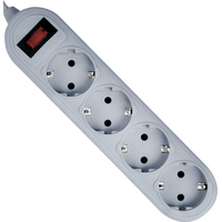 Сетевой фильтр 1.8 м Defender ES Lite, 10 А, 2200 Вт, 4 розетки, белый (99487)