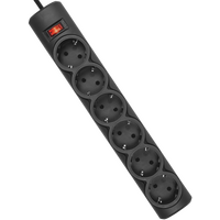 Сетевой фильтр 1.8 м Defender DFS 151, 10 А, 2200 Вт, 6 розеток, черный (99494)