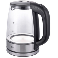 Чайник электрический BQ KT1834G серебристый/ черный (2200 Вт, объем - 1.7 л, корпус: стеклянный)