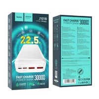 Внешний аккумулятор HOCO J101B Astute 30000mAh, USB 2A x2, USB 18W x1, Type-C PD20 x1, QC3.0, индикатор заряда, пластик, белый