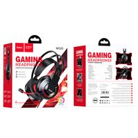 Проводные наушники HOCO W105 Joyful, jack 3.5 mm, USB, микрофон, накладные, красный (6931474754165)
