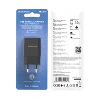 СЗУ Borofone BA20A Sharp (1xUSB, 2.1A, черный)