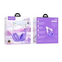 Беспроводные наушники HOCO W42 Cat, Bluetooth, jack 3.5 mm, накладные, фиолетовый (6931474795854)