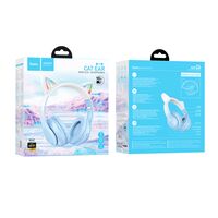 Беспроводные наушники HOCO W42 Cat, Bluetooth, jack 3.5 mm, накладные, голубой (6931474795861)