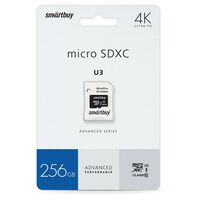 Карта памяти microSDXC 256Gb Smartbuy UHS-III + адаптер SD (SB256GBSDU1A-AD)