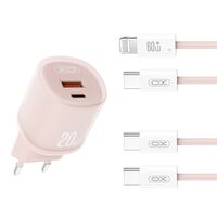 СЗУ -XO- L144 (1xUSB, 1xType-C, PD20W, розовый) + кабель Lightning