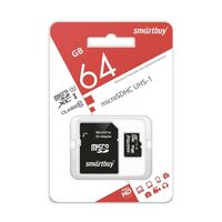 Карта памяти microSDXC 64Gb Smartbuy Class 10 Smartbuy + адаптер SD (SB64GBSDCL10-01)