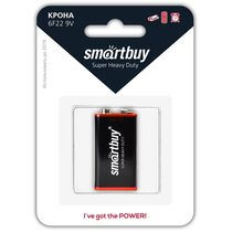 Батарейка Smartbuy Крона, 6R6, PP3, солевая, блистер 1шт, (SBBZ-9V01B) цена за упаковку