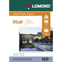 Фотобумага Lomond матовая, А4, 160 г/ м2, 25 л, для струйной печати (0102031)