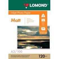 Фотобумага Lomond матовая, А3, 120 г/ м2, 100 л, для струйной печати (0102162)