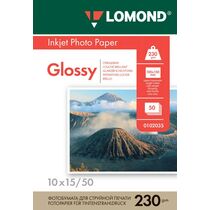 Фотобумага Lomond глянцевая, А6 (10х15), 230 г/ м2, 50л, для струйной (0102035)
