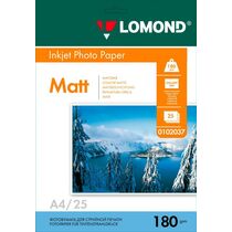 Фотобумага Lomond матовая, А4 (210x297мм), 180 г/ м2, 25 л, для струйной печати (0102037)