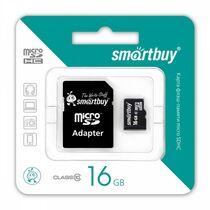 Карта памяти microSDHC 16Gb Smartbuy Class10 + adapter (SB16GBSDCL10-01)