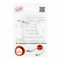 Переходник DP - miniDP 0,15м, Gembird/ Cablexpert v1.0 , белый (A-mDPF-DPM-001-W) пакет.