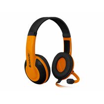 Наушники накладные Defender Warhead G-120 с микрофоном, 2 x mini jack 3.5 mm, черный/ оранжевый (64099)