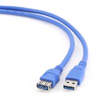 Кабель удлинитель USB 3.0 1,8м, Gembird/ Cablexpert экранированный, позолоченные контакты, синий (CCP-USB3-AMAF-6) пакет.