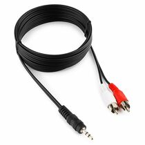 Кабель аудио 3.5 Jack - 2xRCA 2,5м, Gembird/ Cablexpert , черный (CCA-458-2.5M) пакет.