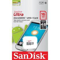 Карта памяти microSDHC Sandisk 16Gb Class 10 UHS-I Ultra без адаптера (SDSQUNS-016G-GN3MN)