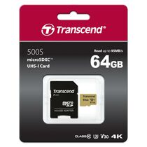 Карта памяти microSDXC Transcend 64Gb Class 10 UHS-I + адаптер SD (TS64GUSD500S)