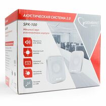 Акустическая система Gembird 2.0 SPK-100-W 6W, mini Jack 3.5 мм, белый (SPK-100-W)