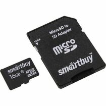 Карта памяти microSDHC 16Gb Smartbuy Class 10 + адаптер SD (SB16GBSDCL10-01LE)