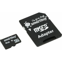 Карта памяти microSDHC 4Gb Smartbuy Class 10 Smartbuy + адаптер SD (SB4GBSDCL10-01)