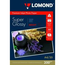 Фотобумага Lomond односторонняя, суперглянцевая, A4 (210x297мм), 200 гр/ м2, 20л (1101112) для струйной и лазерной печати