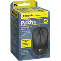 Проводная оптическая мышь Defender Patch MS-759 черный,3 кнопки,1000 dpi