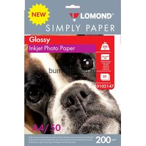 Фотобумага Lomond Simply Papers, односторонняя, глянцевая, A4, 200 гр/ м2, 50л (0102147) для струйной печати