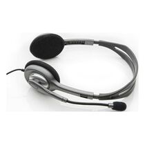 Наушники накладные Logitech H110 с микрофоном, для офиса, mini jack 3.5 mm,  черный/ серый (981-000271)