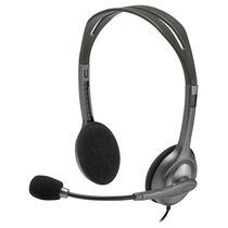 Наушники накладные Logitech H111 с микрофоном, для офиса, 2 x mini jack 3.5 mm,  серебристый (981-000593)