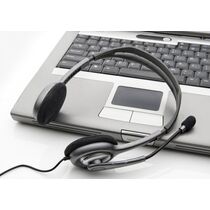 Наушники накладные Logitech H111 с микрофоном, для офиса, 2 x mini jack 3.5 mm,  серебристый (981-000593)