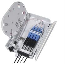 Кросс-муфта оптическая герметичная SNR-FTTH-FDB (4 сварки, 4 абонентских вывода, планка под 4 SC, 1 ввод кабеля, 186*116*40) с металлической планкой