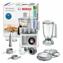 Кухонный комбайн Bosch MC812S814 серебристый (1250 Вт, скоростей - 2, емкость чаши - 3.9 л, состав: блендер/ терка)